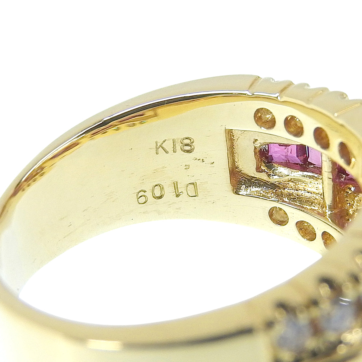 18K Ruby and Diamond Ring #54 Gold/Cherry Red
