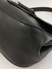 Logo Embossed Clasp Handbag in Black