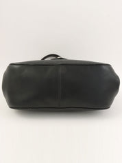 Logo Embossed Clasp Handbag in Black