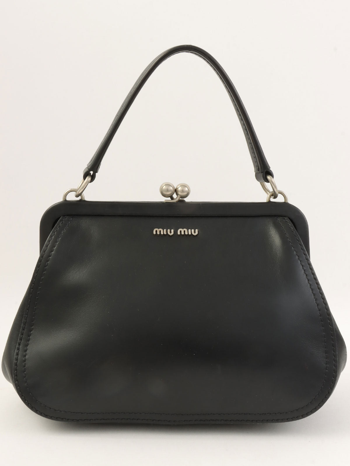 Logo Embossed Clasp Handbag in Black