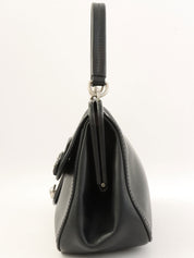 Logo Embossed Clasp Handbag in Black