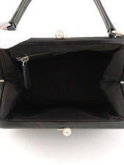 Logo Embossed Clasp Handbag in Black