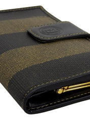 ペカンパターンがま口ウォレット　ブラック/ブラウン