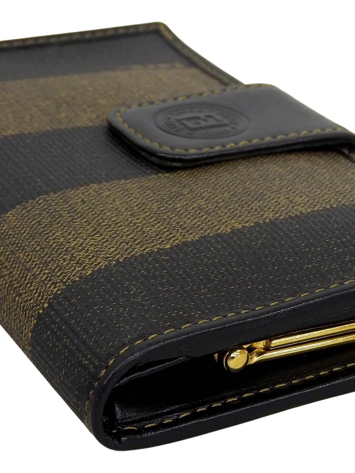 ペカンパターンがま口ウォレット ブラック/ブラウン