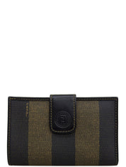 ペカンパターンがま口ウォレット　ブラック/ブラウン