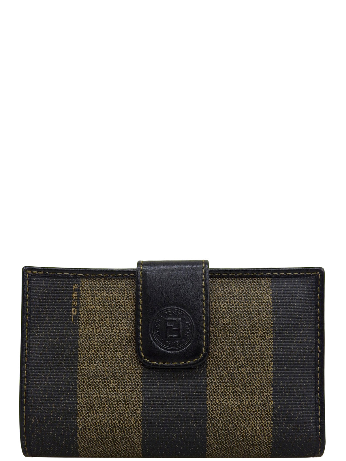 ペカンパターンがま口ウォレット ブラック/ブラウン