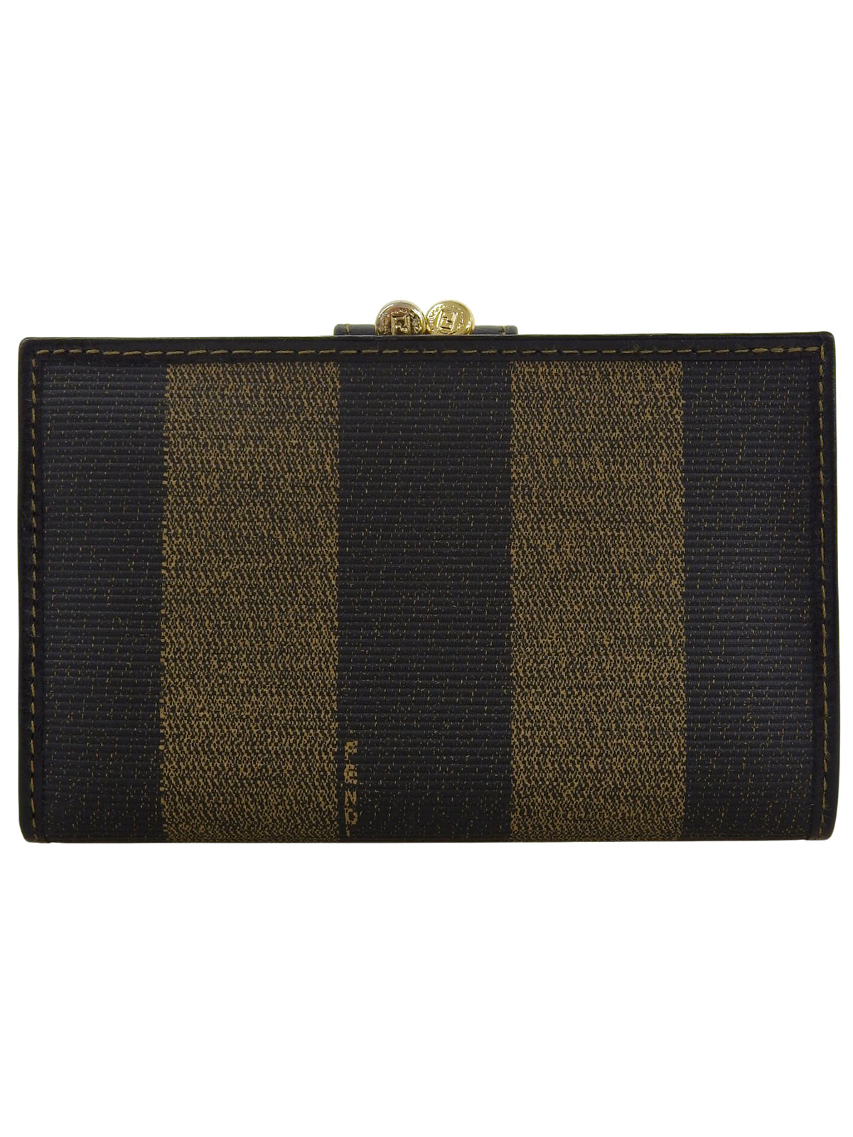 ペカンパターンがま口ウォレット ブラック/ブラウン