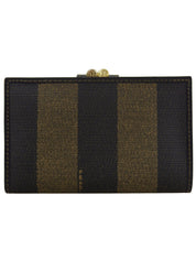 ペカンパターンがま口ウォレット ブラック/ブラウン