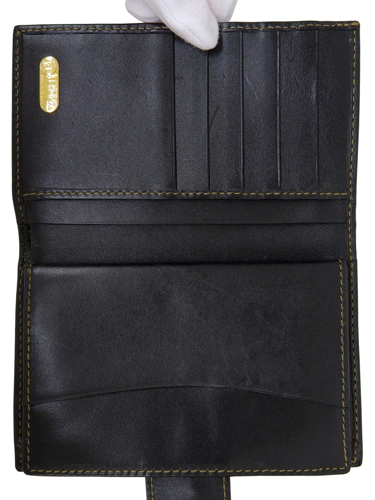 ペカンパターンがま口ウォレット ブラック/ブラウン