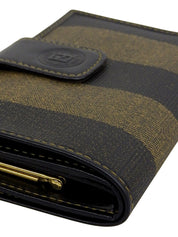 ペカンパターンがま口ウォレット　ブラック/ブラウン