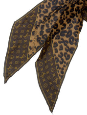 モノグラムレオパードパターンスカーフ　ブラウン