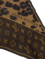 モノグラムレオパードパターンスカーフ　ブラウン