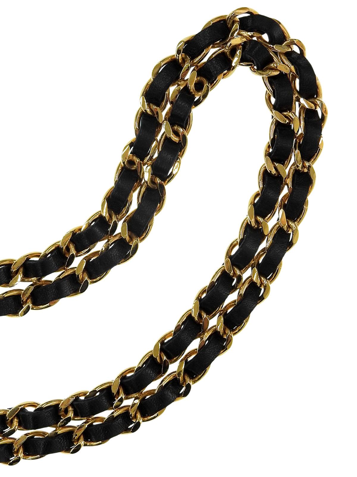 Round CC Mark Plate Chain Belt Gold/Black