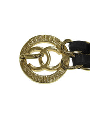 Round CC Mark Plate Chain Belt Gold/Black