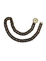 Round CC Mark Plate Chain Belt Gold/Black