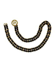 Round CC Mark Plate Chain Belt Gold/Black