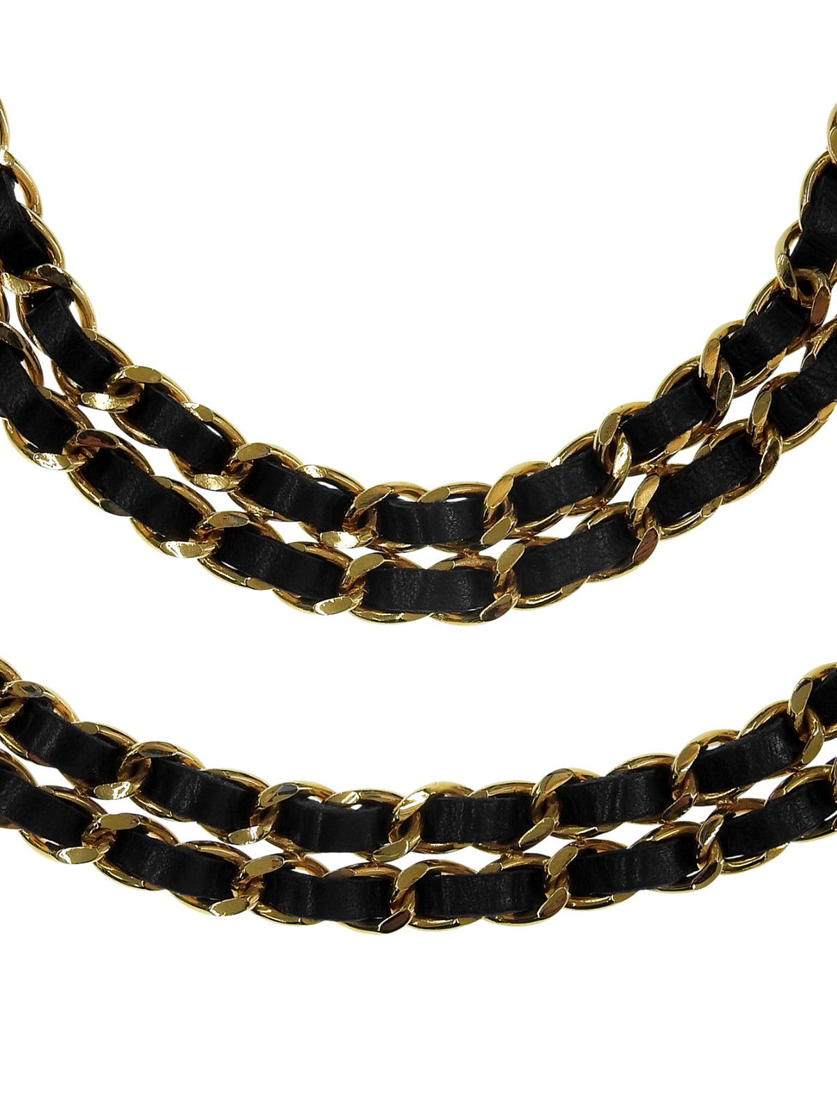 Round CC Mark Plate Chain Belt Gold/Black