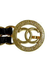 Round CC Mark Plate Chain Belt Gold/Black