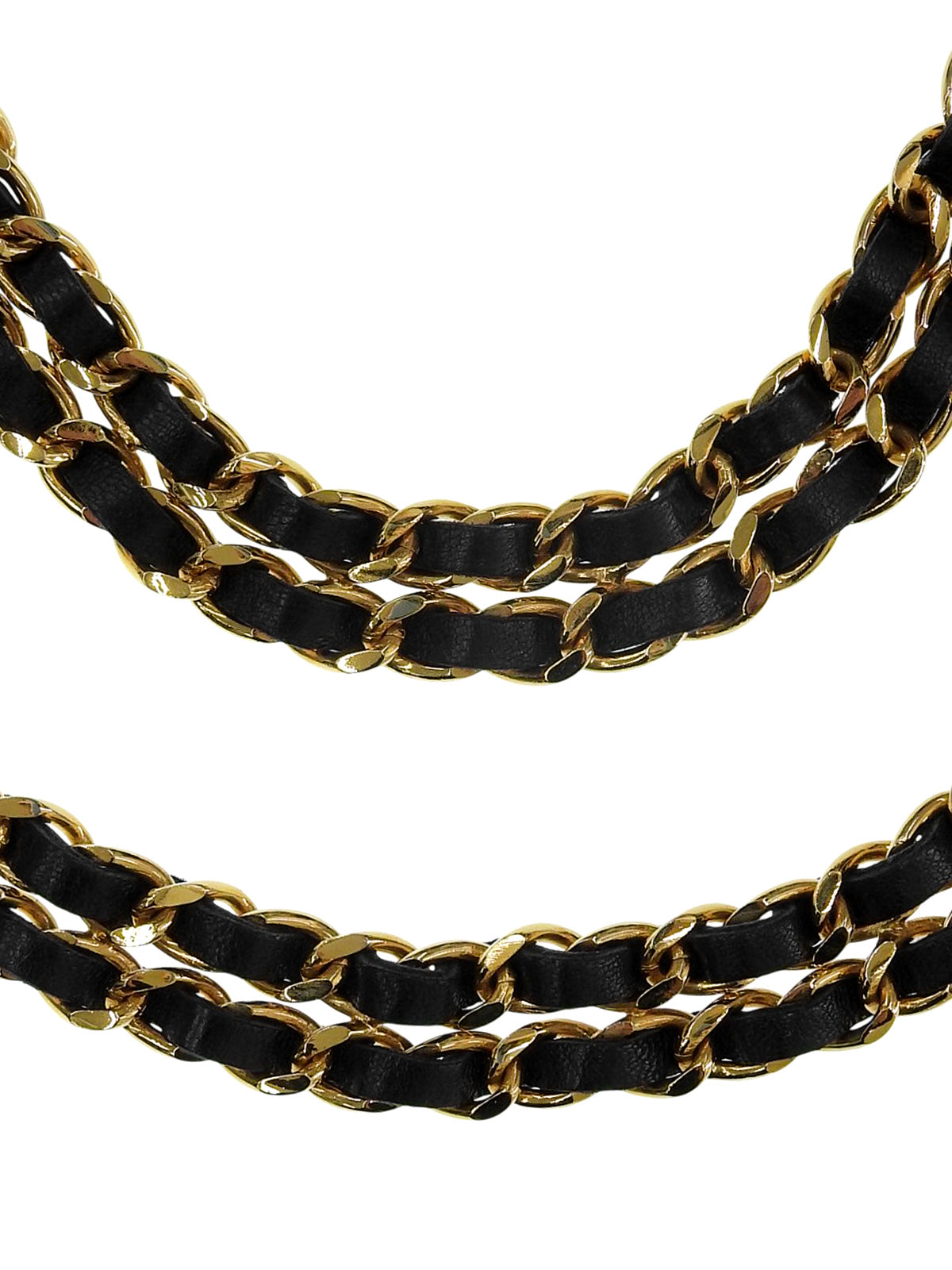 Round CC Mark Plate Chain Belt Gold/Black