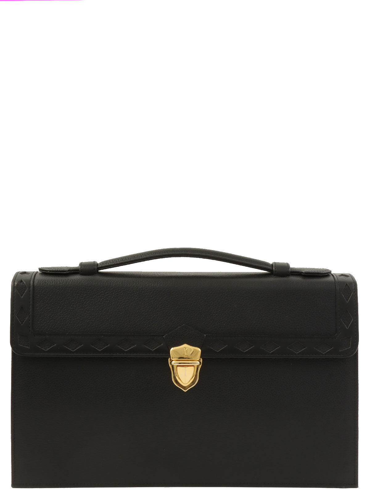 黑色菱形切割设计logo铭牌手提包