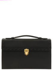 黑色菱形切割设计logo铭牌手提包