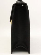 ダイヤカットデザインロゴプレートハンドバッグ ブラック