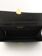 黑色菱形切割设计logo铭牌手提包