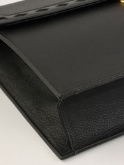 黑色菱形切割设计logo铭牌手提包