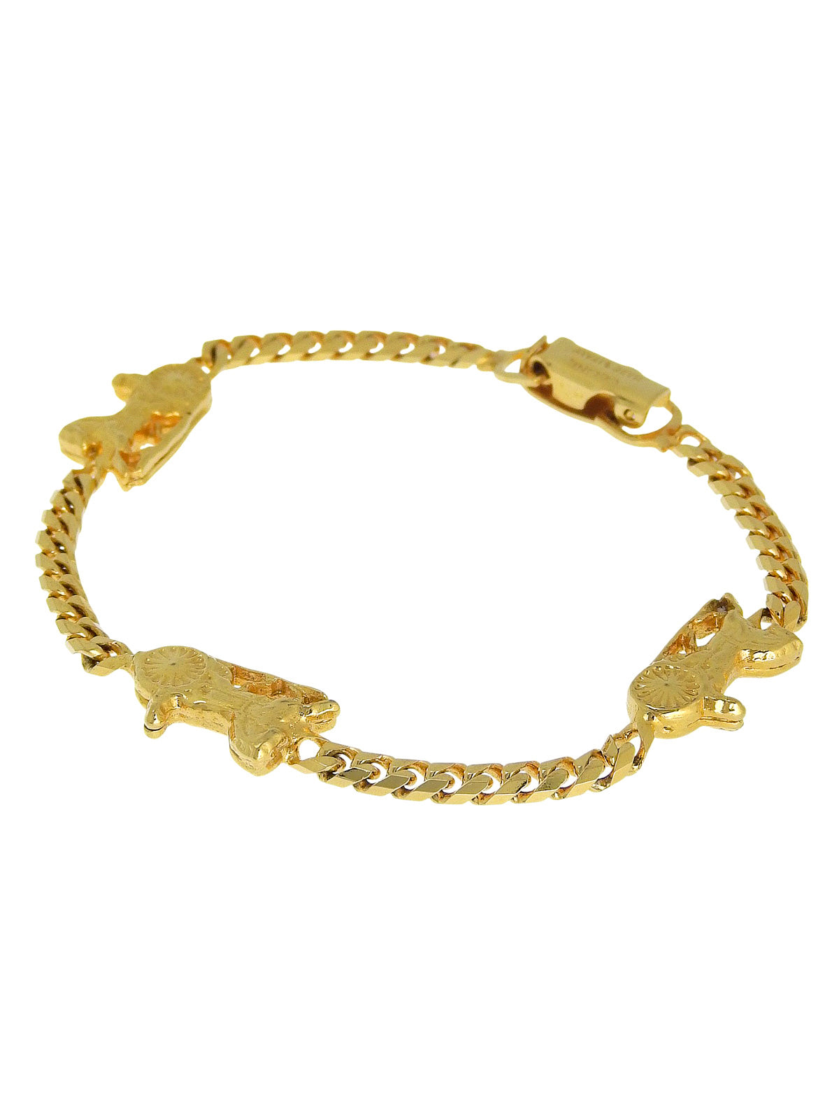 ホースキャリッジプレートチェーンブレスレット ゴールド