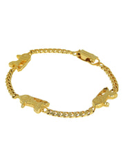 ホースキャリッジプレートチェーンブレスレット ゴールド