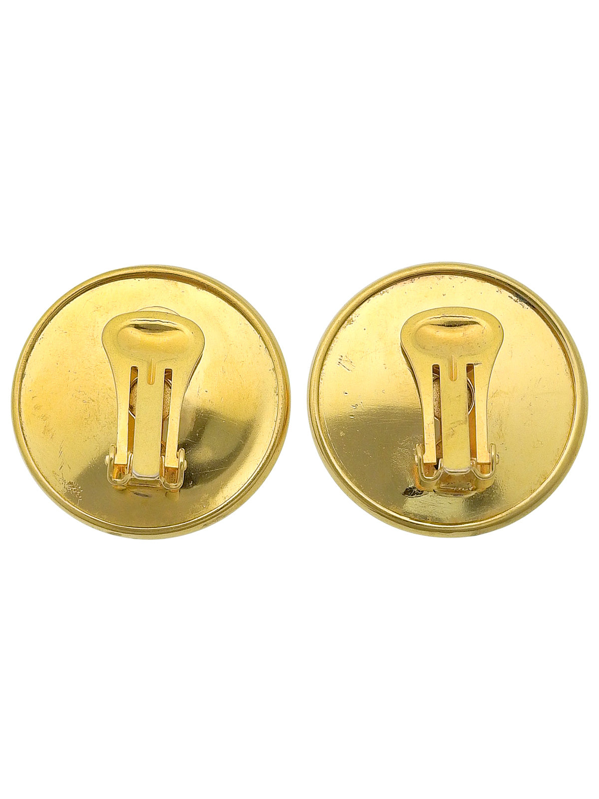 Shell Round Logo Earrings Gold/White