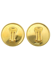 Shell Round Logo Earrings Gold/White