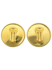 Shell Round Logo Earrings Gold/White