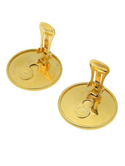 Shell Round Logo Earrings Gold/White