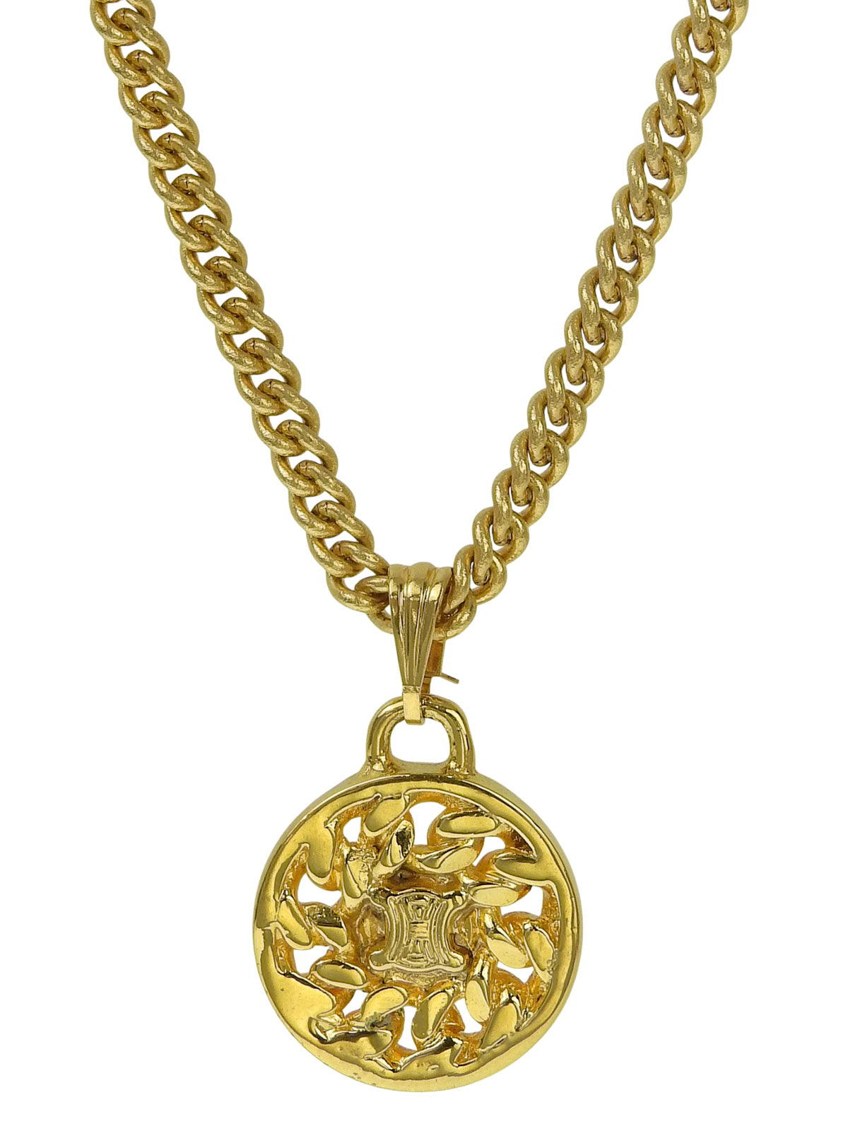 ラウンドマカダムプレートネックレス ゴールド