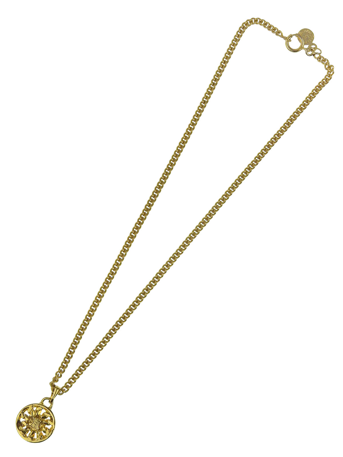 ラウンドマカダムプレートネックレス ゴールド