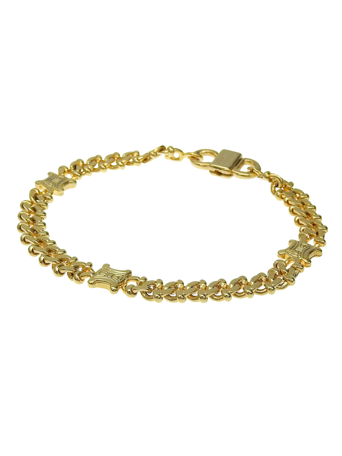 マカダムプレートチェーンブレスレット ゴールド