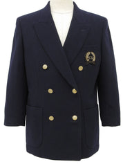 ウールエンブレムロゴダブルブレストジャケット ネイビー