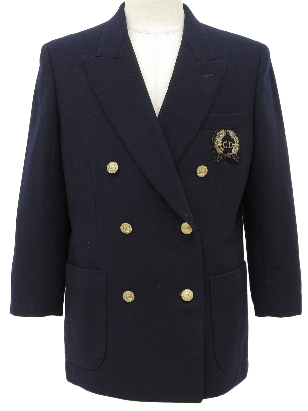 ウールエンブレムロゴダブルブレストジャケット ネイビー