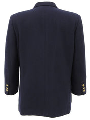 ウールエンブレムロゴダブルブレストジャケット ネイビー