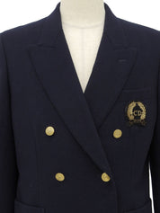 ウールエンブレムロゴダブルブレストジャケット ネイビー