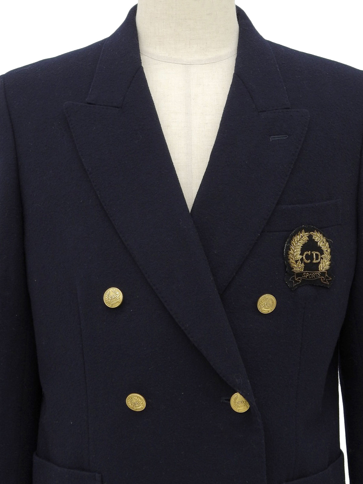 ウールエンブレムロゴダブルブレストジャケット ネイビー