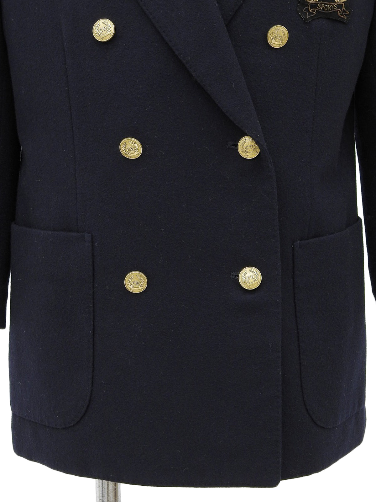 ウールエンブレムロゴダブルブレストジャケット ネイビー