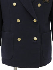 ウールエンブレムロゴダブルブレストジャケット ネイビー