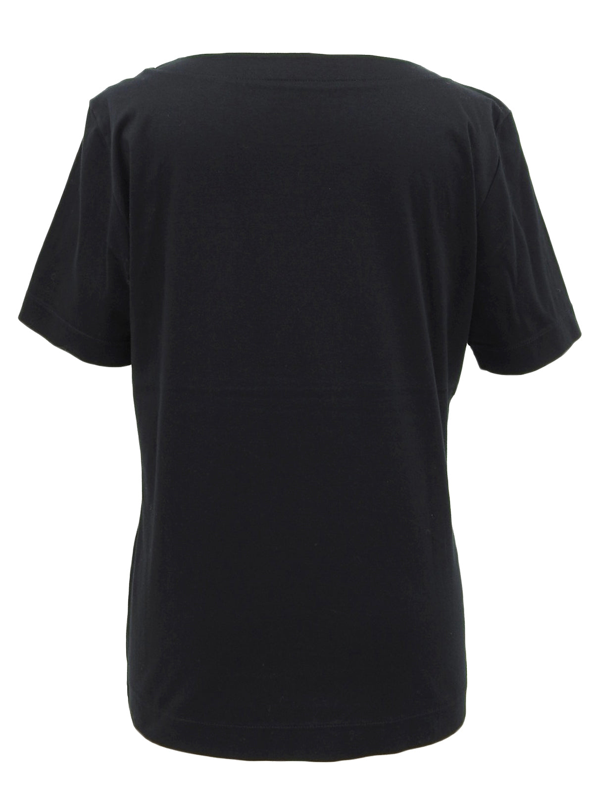 ハートラインストーンロゴ刺繍ポケット半袖Tシャツ ブラック