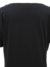 ハートラインストーンロゴ刺繍ポケット半袖Tシャツ ブラック