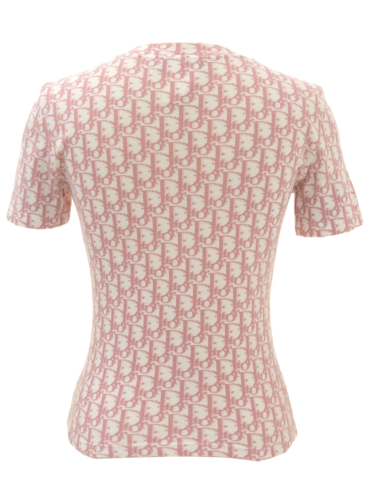 トロッターパターン半袖トップス ピンク/ホワイト