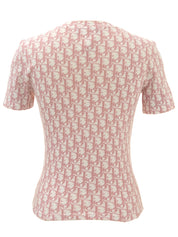 トロッターパターン半袖トップス ピンク/ホワイト