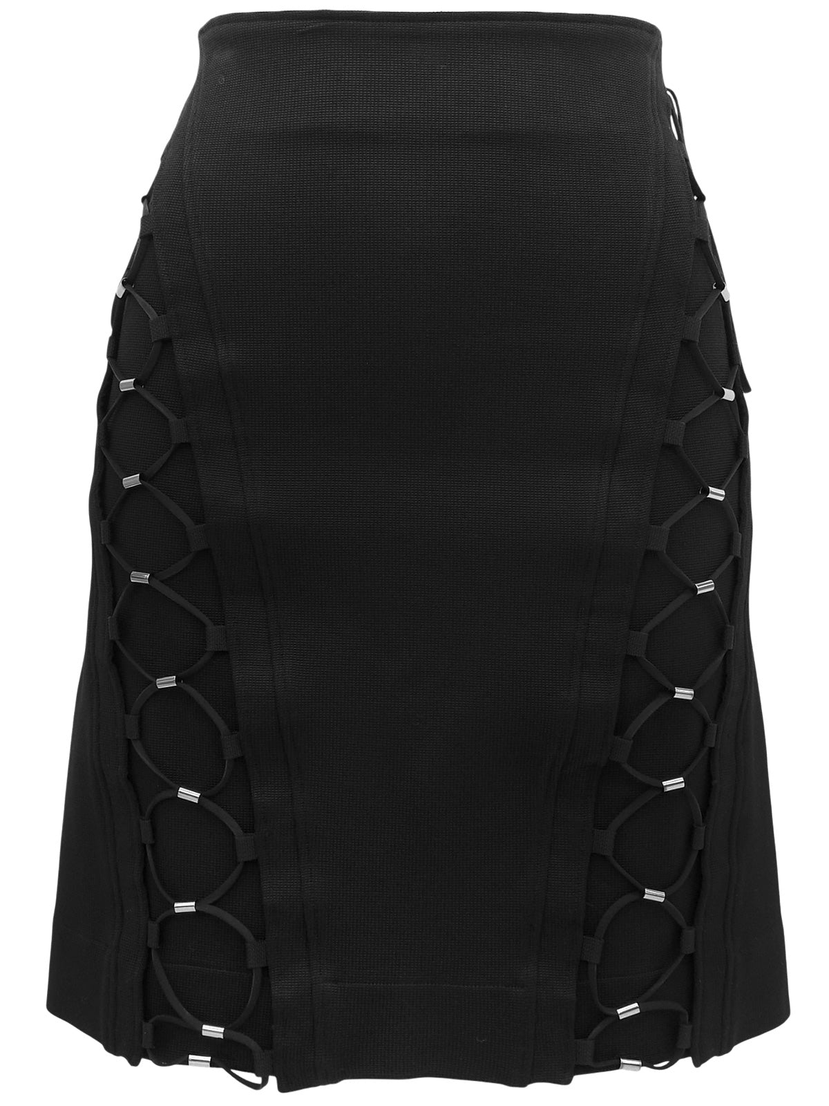 レースアップデザインスカート ブラック