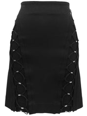 レースアップデザインスカート ブラック